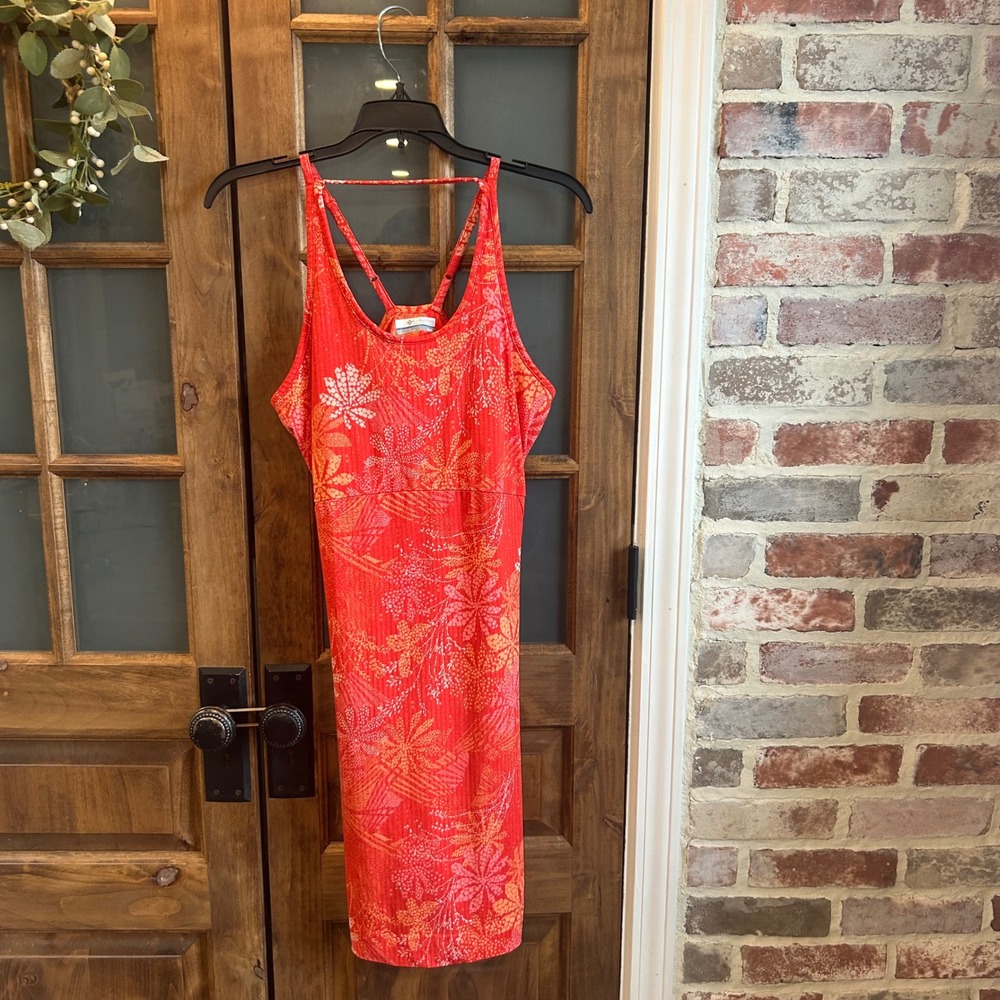 Columbia Womens Freezer III Dress Red Floral Strappy Active Pockets Size‎ Medium